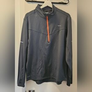 HIND Hydra Men's Gray Running Half-Zip Jacket with Orange Accents - Size Large